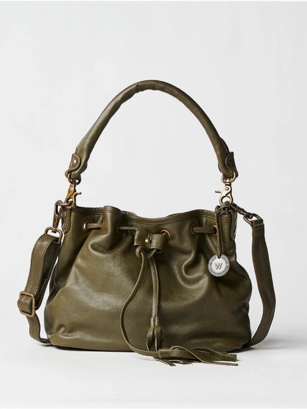 Wanderers CLOVELLY Olive Green Leather Crossbody Bag
